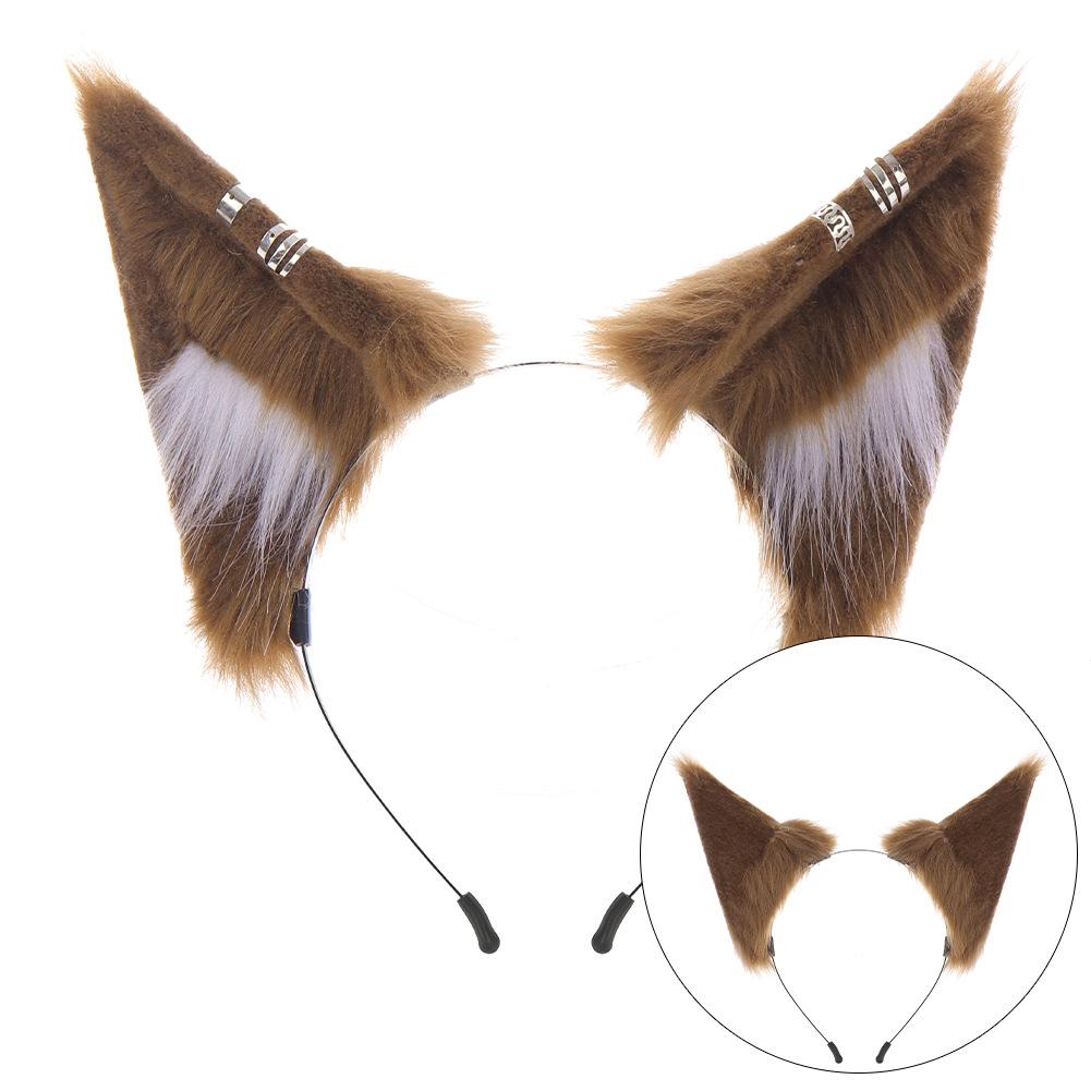 Plush Wolf Ear Headband, Fox Ears Cos Halloween Handmade Female Wolf Tail, Realistic Animal Ears and Tail, for Cosplay Events