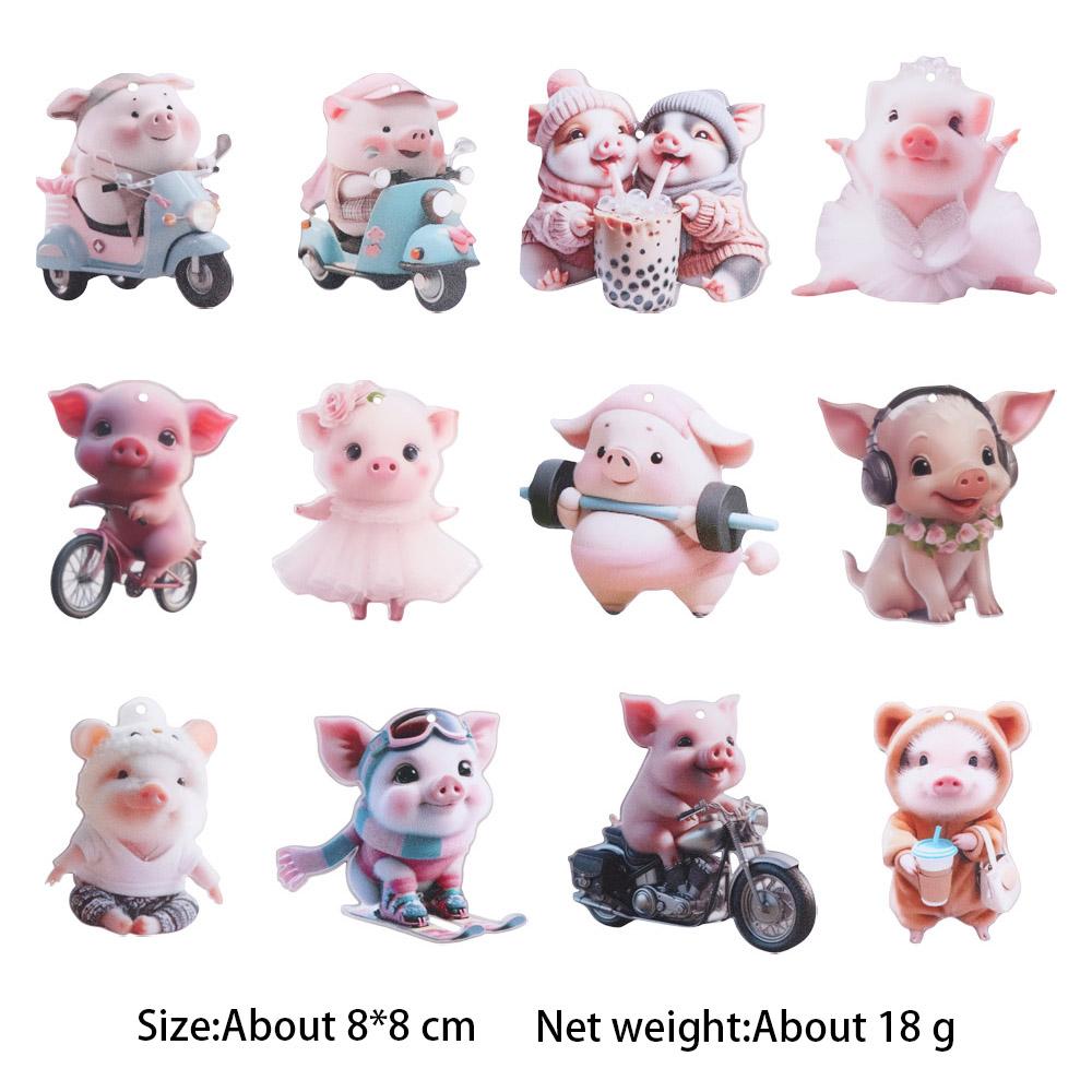Prasátko tvar přívěsku na klíče prasátko akrylová dekorace na batoh dekorace do interiéru auta přívěsek domácí dekorace