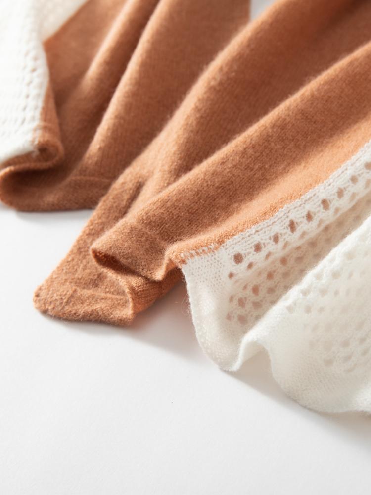Spring 100% Cashmere Scarf Openwork 2 Tones Patchwork Scarves Shawl Cashmere Women Must Have Light Outer Wraps Autumn 160*35cm
