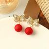 1pair/2pairs Gold Pearl Bow Earrings for Women Ribbon Dangle Drop Stud Earrings Silver Dainty Faux Pearl Earrings for Women Jewelry for Mom Her
