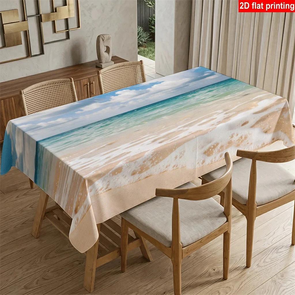 Beach wave pattern tablecloth, coastal seaside design tablecloth, suitable for family dining, yzb