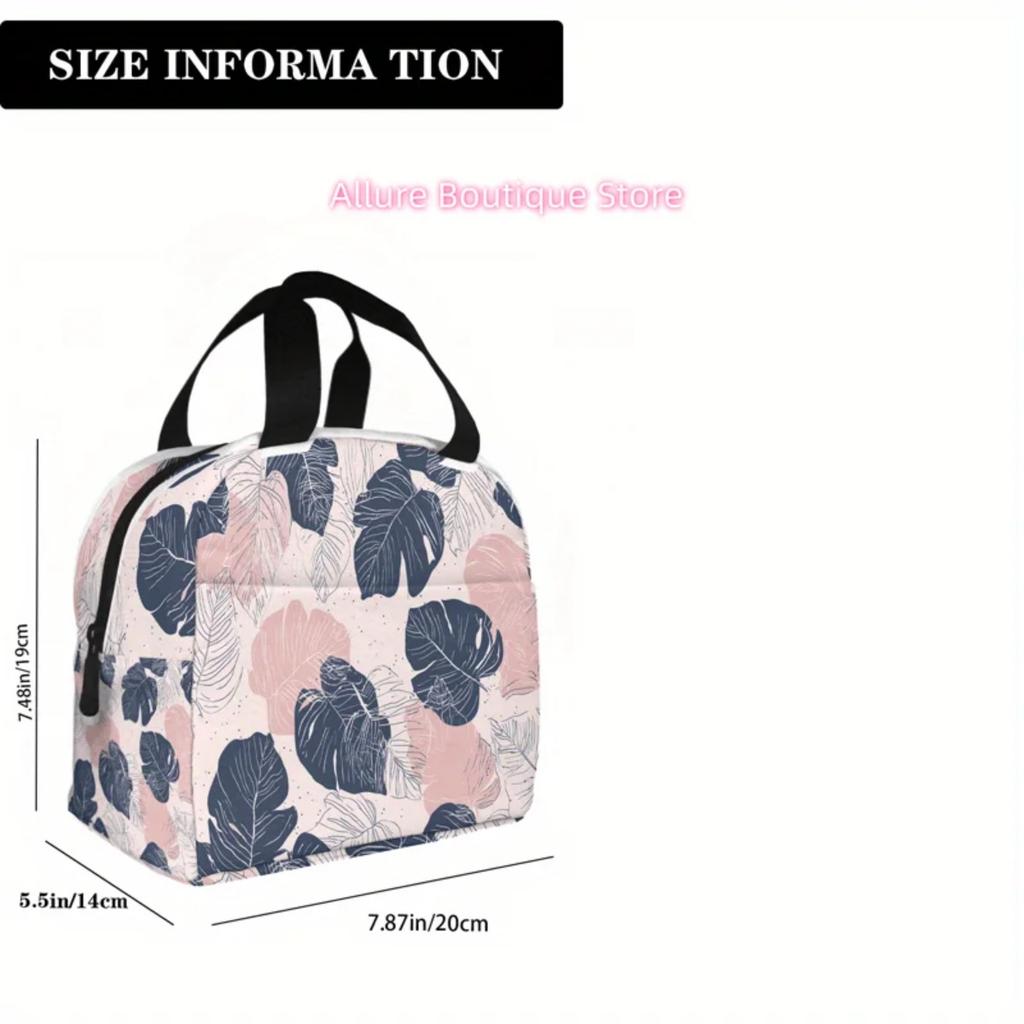 1pc 2D Printing Monstera Leaf Pattern Universal Work Lunch Bags for Both Men And Women - Small-Sized Adult Lunch Bag, Suitable f
