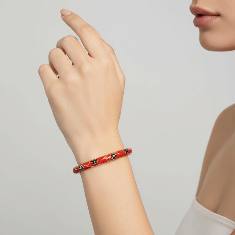 Enamel Flower Bangle Colorful Women's Hand Bracelet Vintage Cloisonne Bangle  Jewelry Gifts