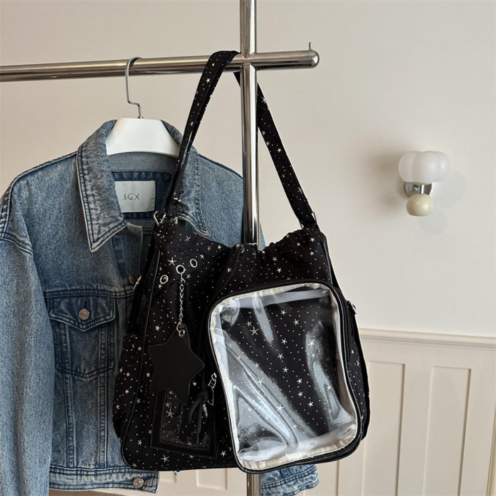 Shining Star Star Itabag Harajuku PVC Transparent Shoulder Bag Portable Drawstring Backpack  Gift чёрный