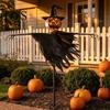 Automatic Nighttime Lighting Decor Halloween Solar Scarecrow Lantern, Scary Pumpkin Head Metal Garden Stake with Decorative Landscape Stakes