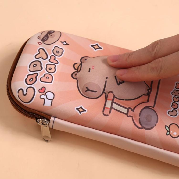 Lovely Capybara Pen Bag 3D Panda Pencil Case Large Capacity Pencil Box For Erasers Rulers Markers Storage