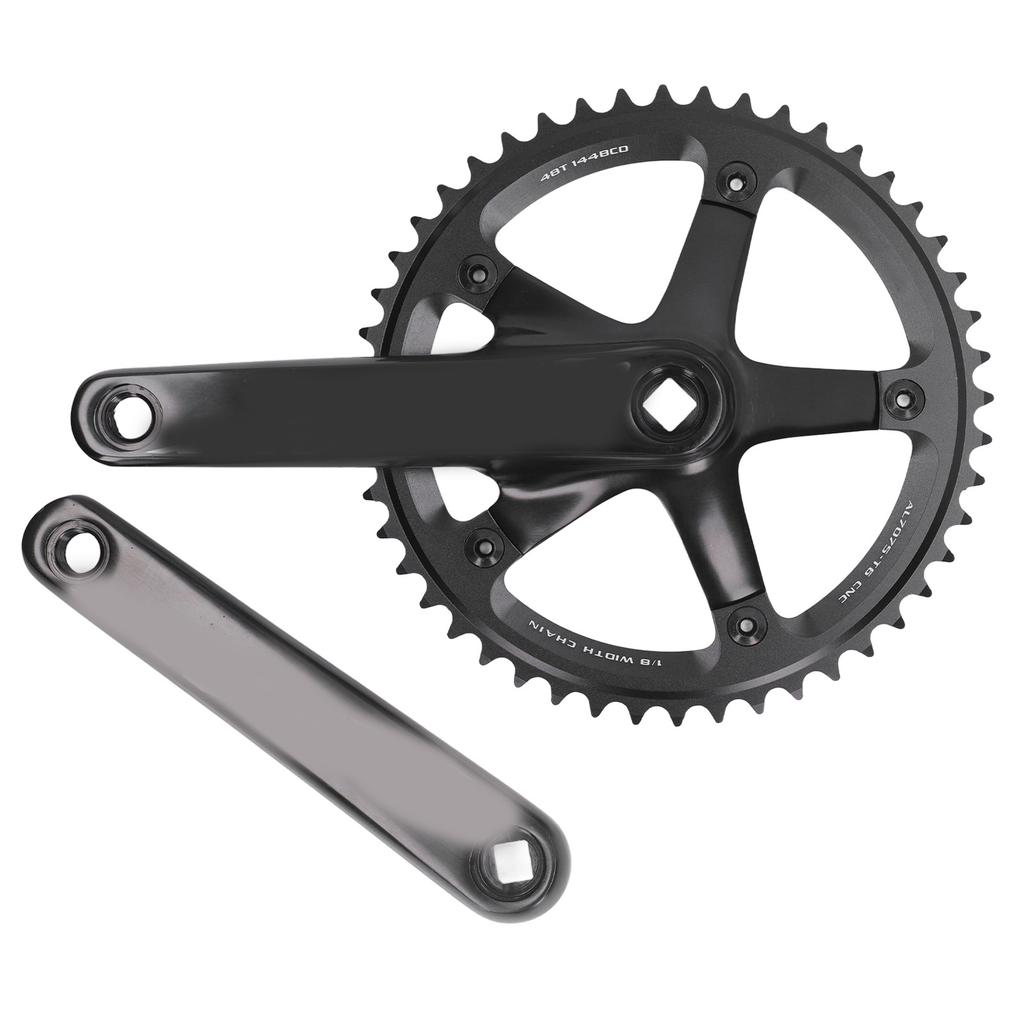 Aluminiumlegierung 144 BCD 48T Single Speed Kurbelgarnitur Fahrrad Kurbelarm Fahrrad Kurbelarm Set Schwarz