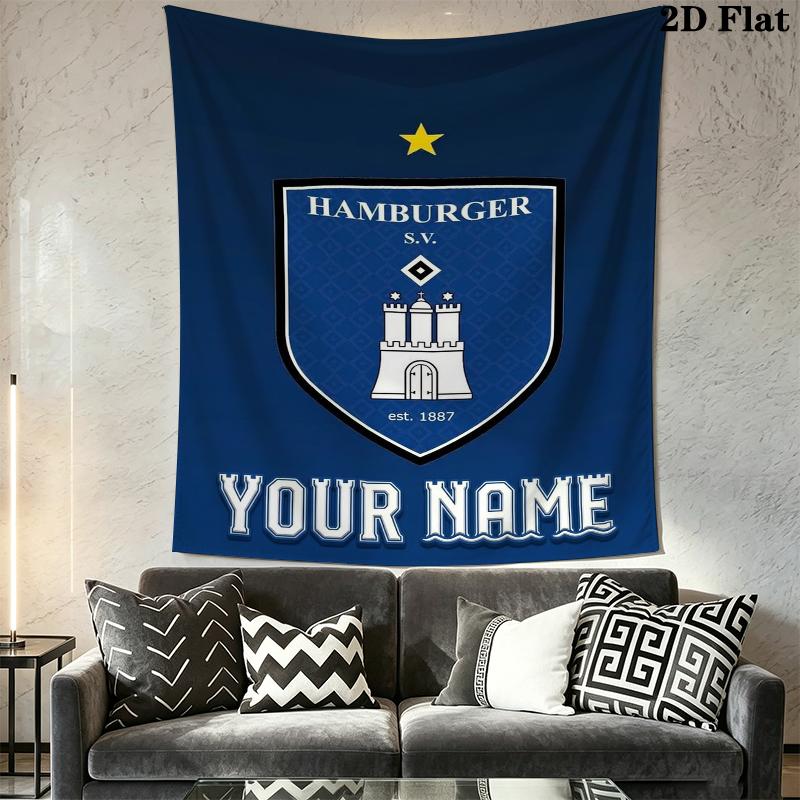 Custom Name Hamburger SV Wall Tapestry Aesthetic Wall Hanging Printed Fabric Blanket Decorative Tapestries for Bedroom Living Room Home Decor