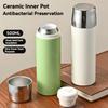 Stainless Steel Ceramic Liner Vacuum Tea Tumbler 500ml Dual Drinking Modes Leakproof Thermal Flask for Hot Cold Drinks Portable