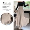 High Waist Autumn/Winter Pleated A-line Knit Skirt with Slimming Design