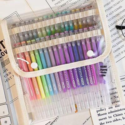 Blue Fruit Large Capacity Pen & Pencil Case - Transparent Japanese Style Badge & Art Bag