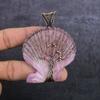 Pink Sea Shell Gemstone Handmade Copper Wire Wrap Jewelry Pendant 2.96" Z8b95