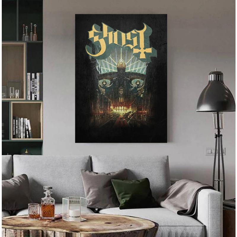 Ghost Band Abstraktes Poster Heavy Metal Band Wandkunst Leinwandmalerei Drucke Bilder für Wohnzimmer Kaffeehaus Bar Heimdekor