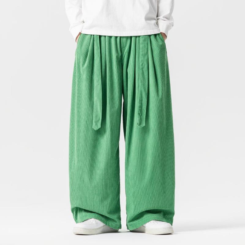 New Autumn and Winter Large Size Japanese Style Retro Chinese Style Corduroy Straight Wide Leg Pants Men's Trendy Casual Pants