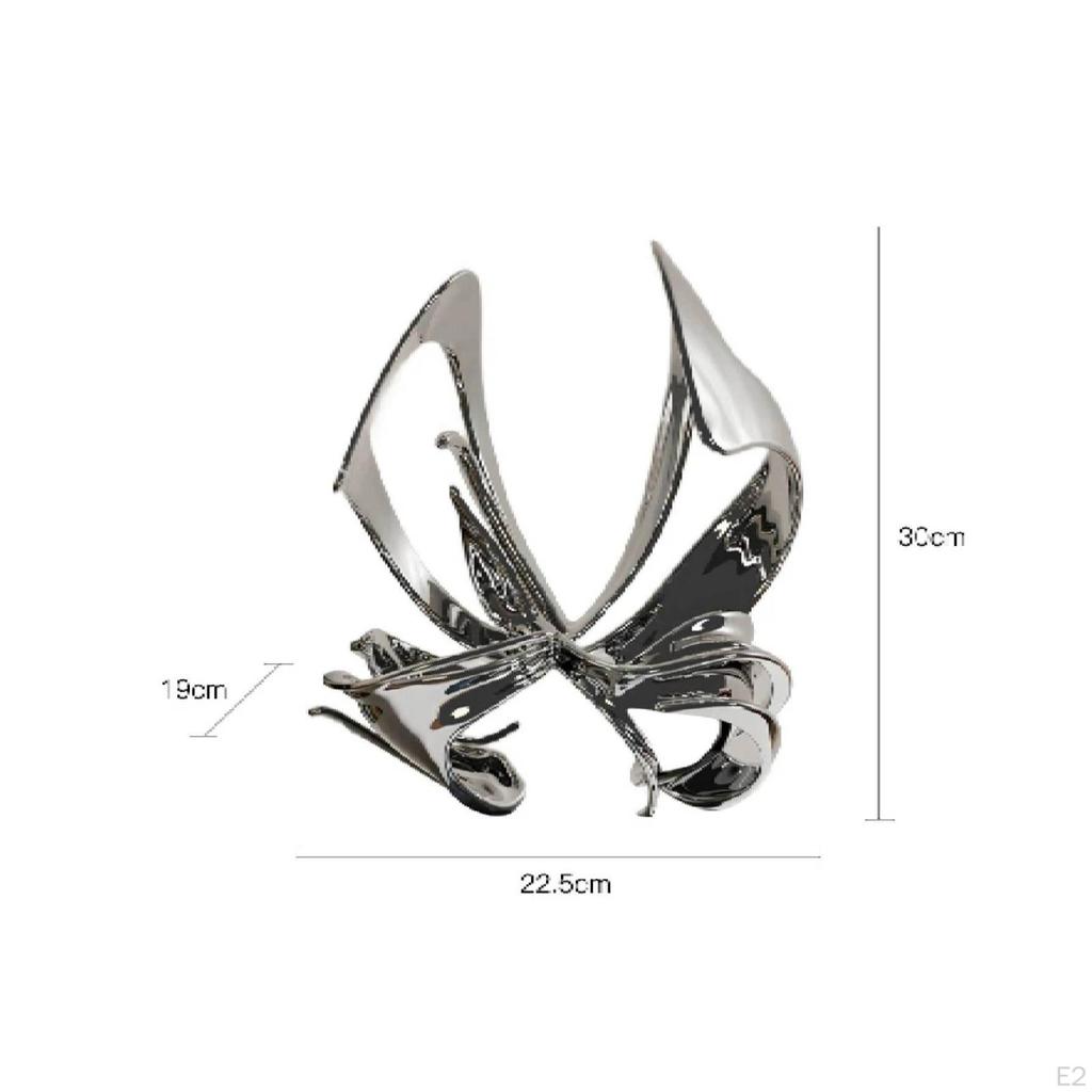 Butterfly Sculpture Silver Alloy Art Piece Decor Reflective Ornament for Homeowners,