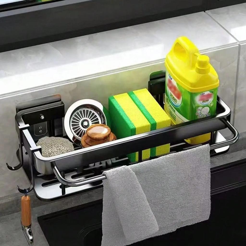 1PC - Kitchen storage rack, cloth drain rack, sink, dishwashing cloth, sponge storage basket, bathroom storage rack