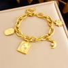 Geometric Charm Pendant 18K Gold Plated Stainless Steel Chain Bracelet