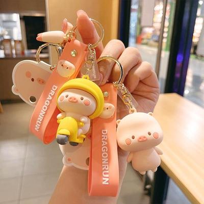 Chaveiro de Porquinho de Desenho Animado Fofo e Fofo Chaveiro de Boneca Criativo Pingente de Chaveiro para Carro Bolsa Pequeno Chaveiro de Joias