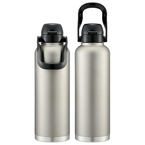 Skater Direct Drinking Stainless Steel Water Bottle with Handle 2L Large Capacity One Push Type Silver 2000ml Double Vacuum Thermos STD20H-A