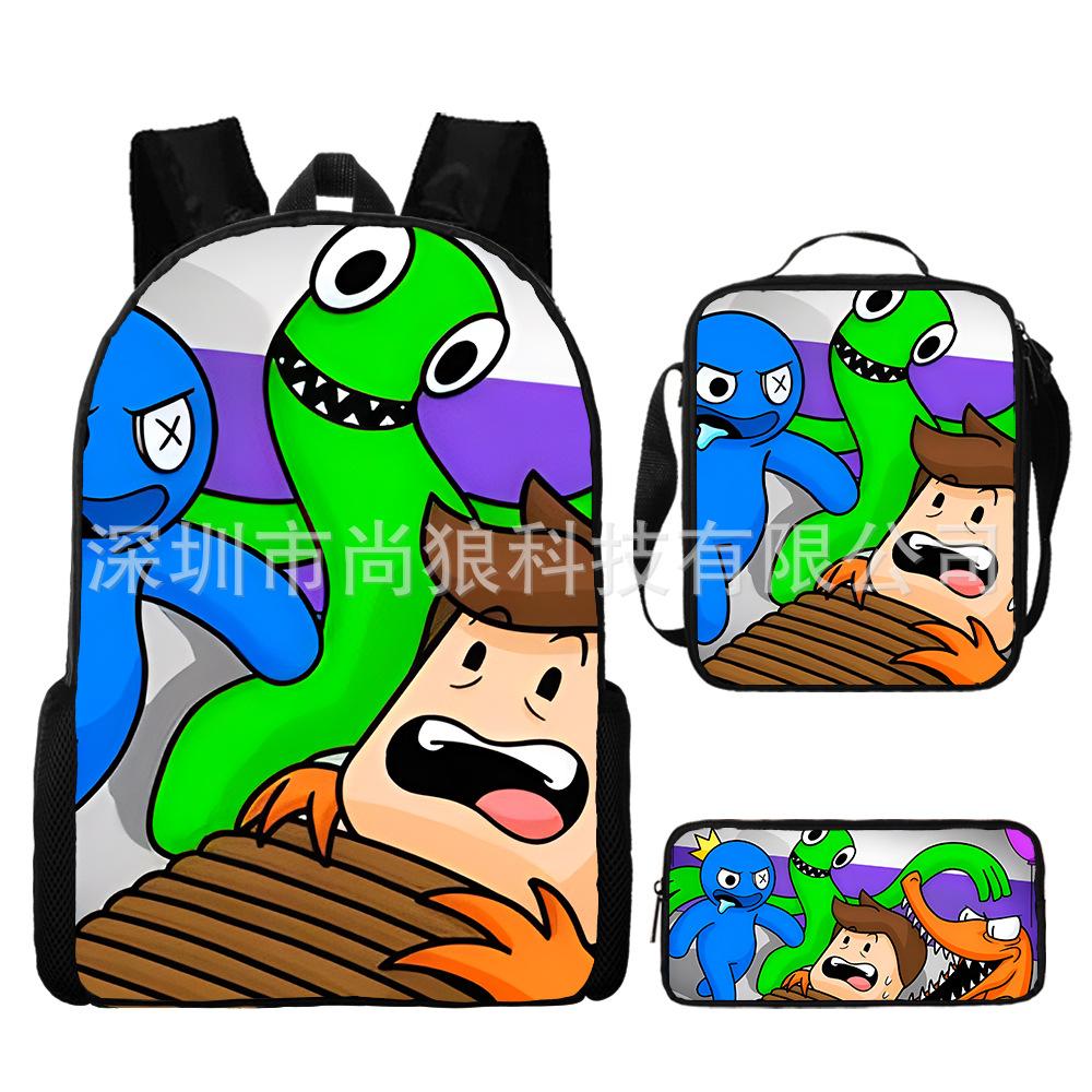 Rainbow Friends Rainbow Friends Student School Bag Digital Printed Oxford Cloth Backpack Satchel Pencil Case