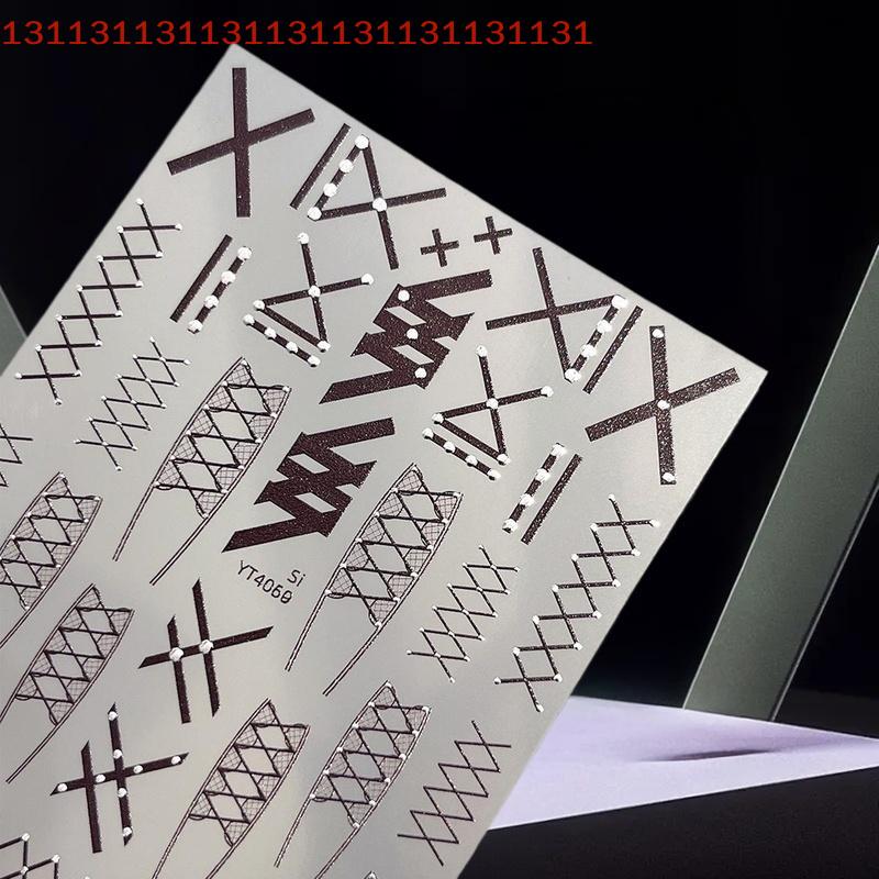 5D Simple Black White Shiny Gold Rivet X Bandage Tie Adhesive Nail Art Stickers Decals Manicure Hot Girl Unique Charms