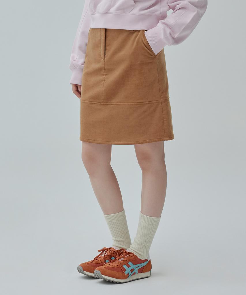 Covernat Woman Corduroy Midi Skirt Camel