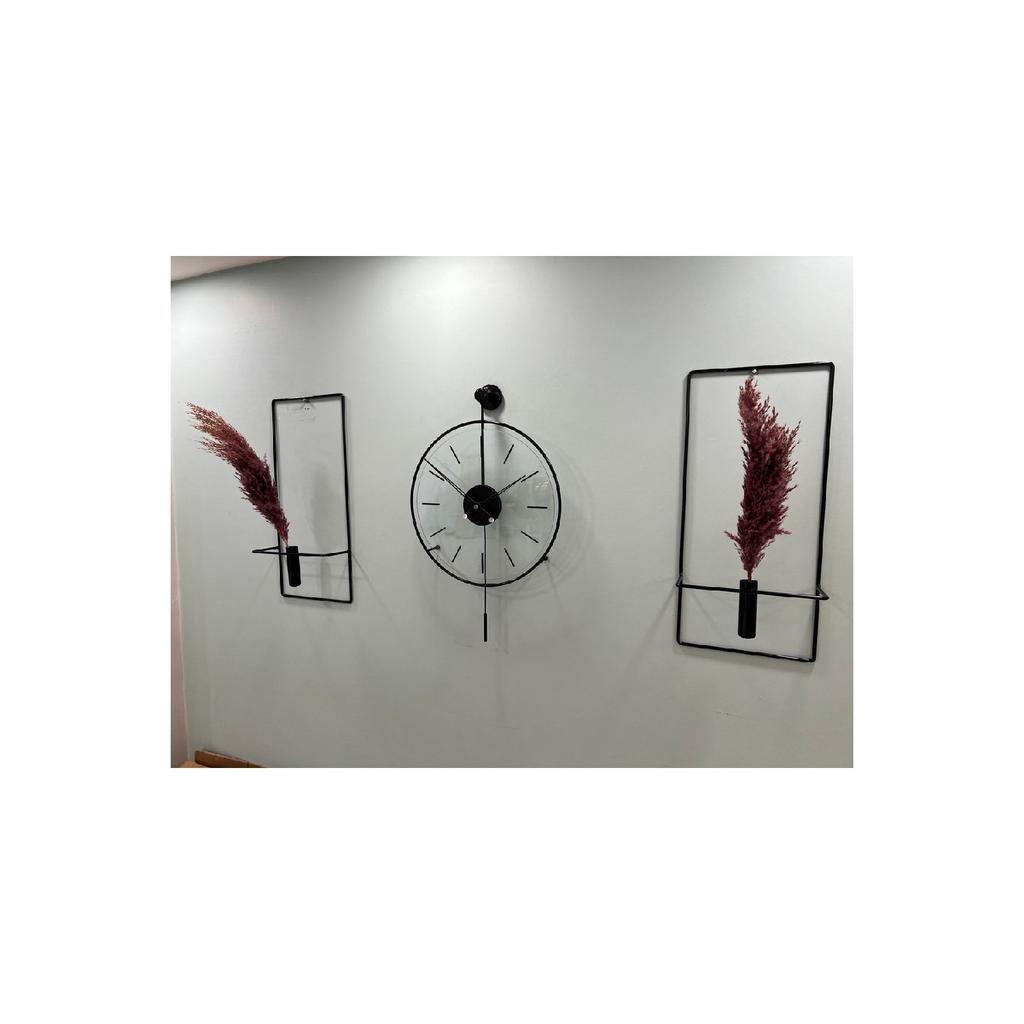 - Set Of 3 Black Massive Steel Case Metal Wall Clock, Modern Decorative Metal Wall Clock