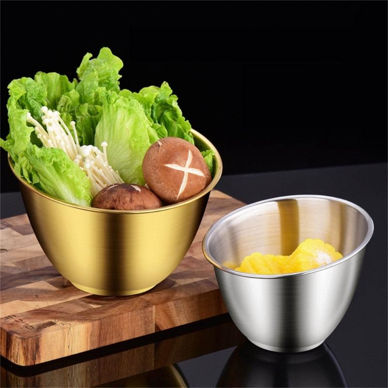 Slanted Salad Serving Bowl Korean Vegetable Holders for Restaurant Use Large Capacity Stainless Steel Tableware