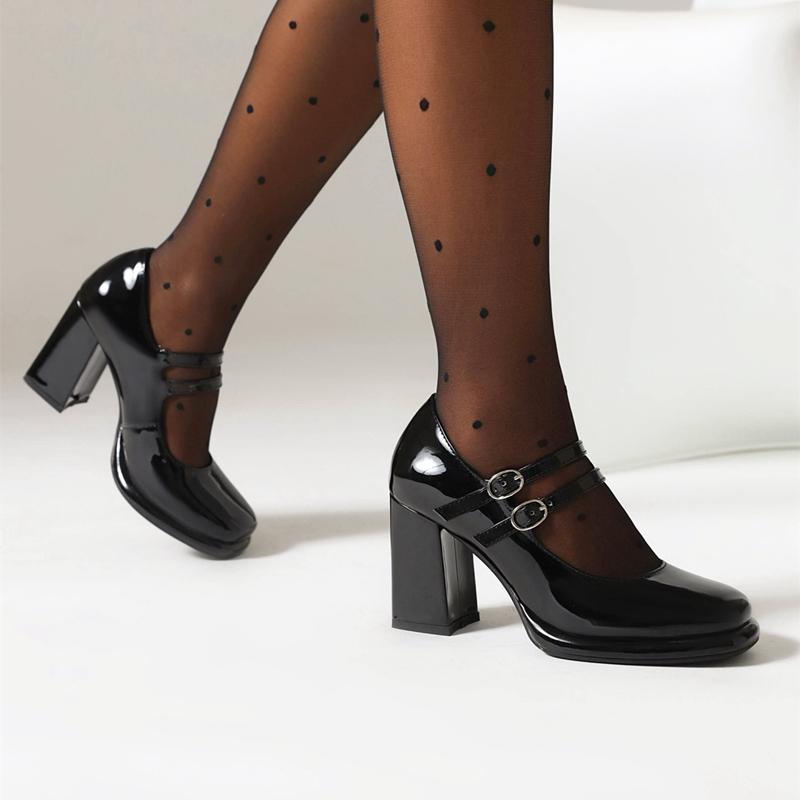 Strap Black White Red Heels Mary Janes Shoes Women's High Heels Pumps Platform Elegant 2025 Party Wedding Shoes Ladies Big Size