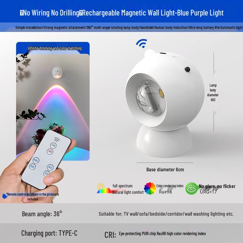 Magnetic Wireless Wall Light with Motion Sensor - Eye-Friendly Bedroom & Bedside Spotlight