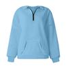 Women's Casual Fashion Long Sleeve Solid Color Zip Pocket Sweatshirt Top