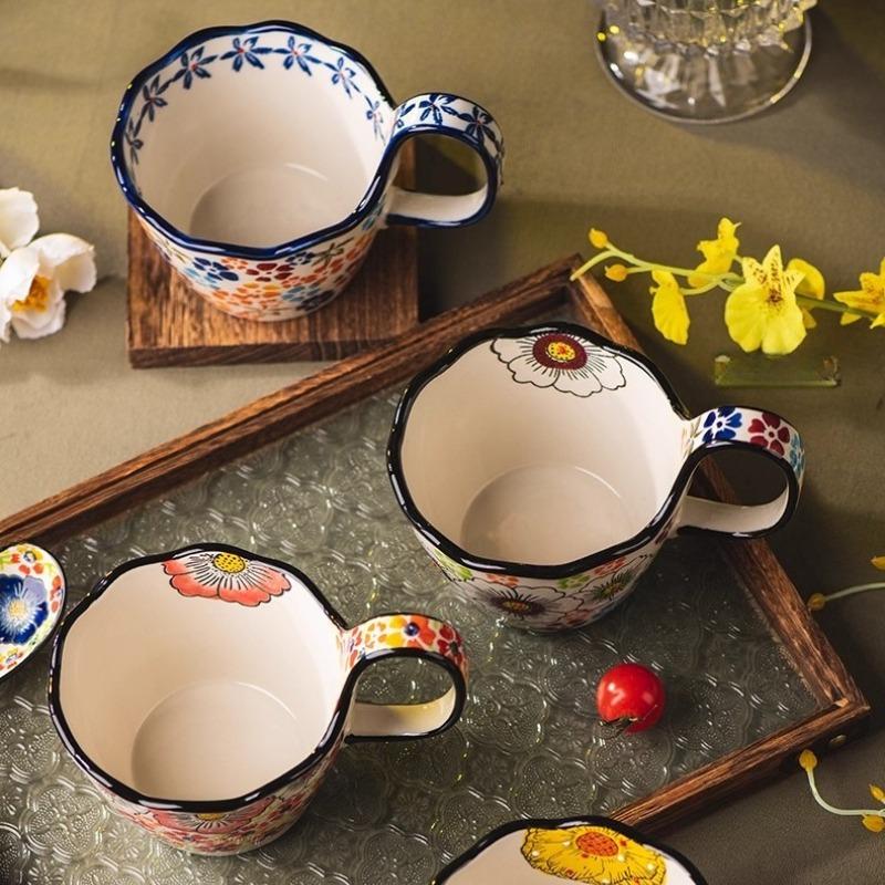 Suppenschalen mit Henkeln, Keramik Teller und Schüssel Sets mit Tasse, Löffel, Polnische Keramik Tasse für Frühstück, Snacks, Dessert, Spülmaschinen- und Mikrowellengeeignet