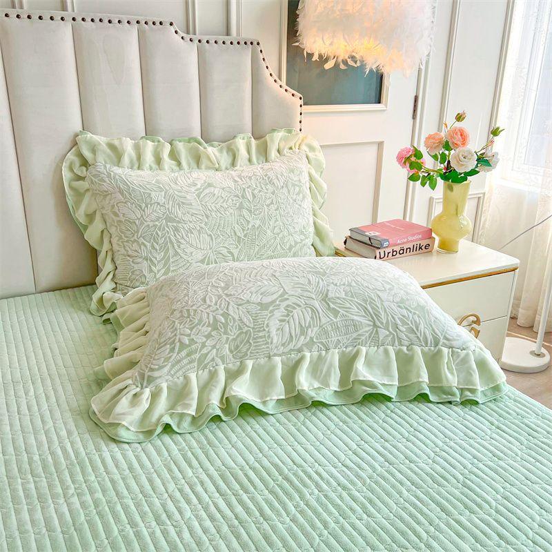 Winter Double-layer Lace Pillowcase Set 48X74 Pillow Core Cover Warm Carved Velvet Pillowcase Cover