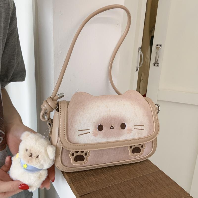 Toast cat bag women 2025 new trendy fashion cartoon handbag versatile shoulder messenger bag women
