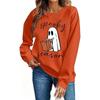Hallowmas Ghost Print Long Sleeve Sweatshirt Women Crew Neck Oversized Pullover Top
