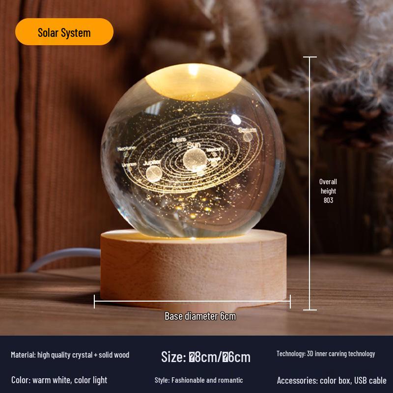 Luminous Crystal Ball Night Light - Creative Desktop Ornament & Holiday Gift