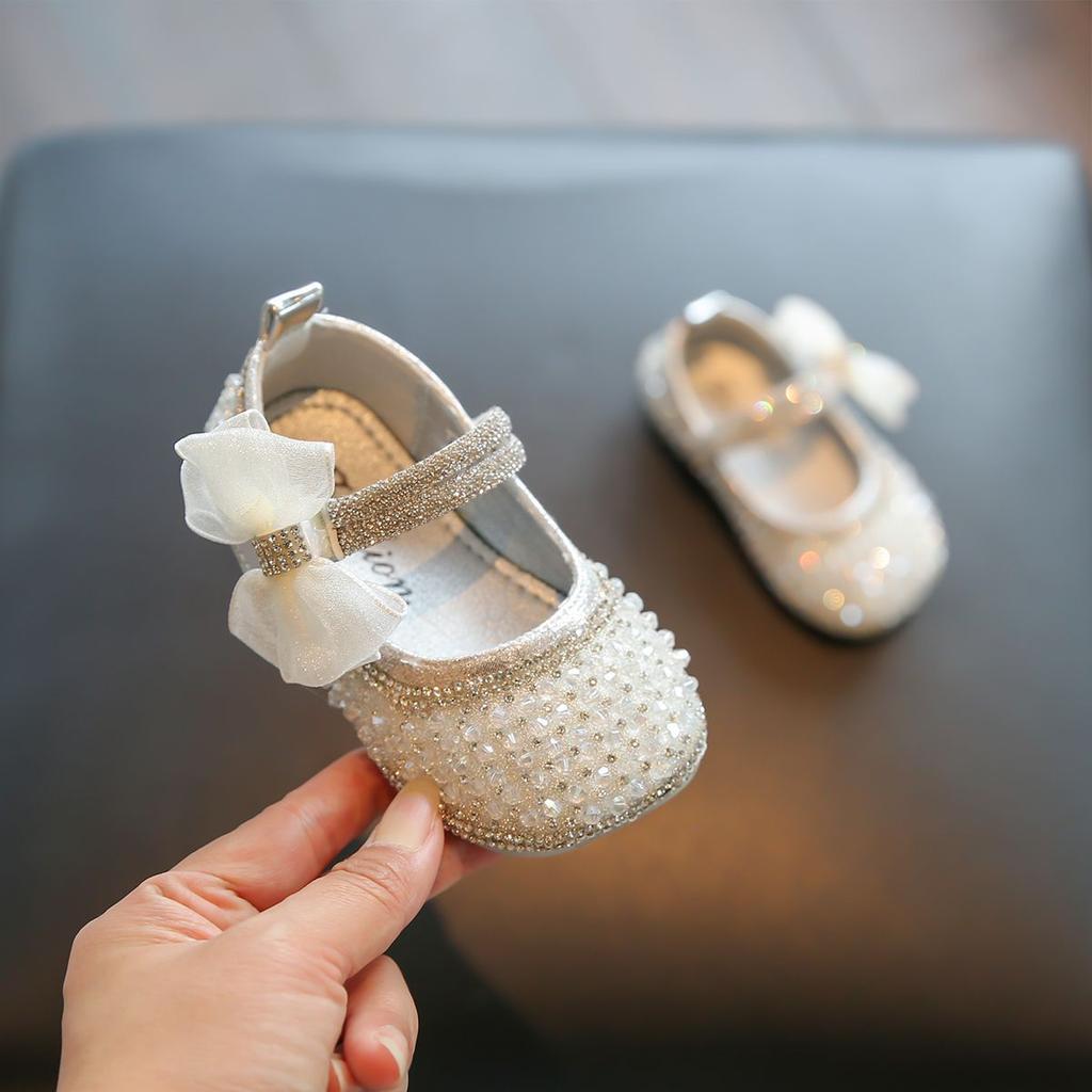 Summer Girl Child Year Old Single Shoes Leather Shoes Princess Shoes 1 Year Old Baby Crystal Shoes 2025 New Shining Spring and Autumn