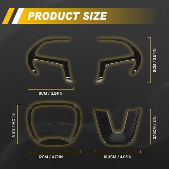 Glossy Black Inner Steering Wheel Cover Trim Bezel For 2015-23 Dodge Challenger