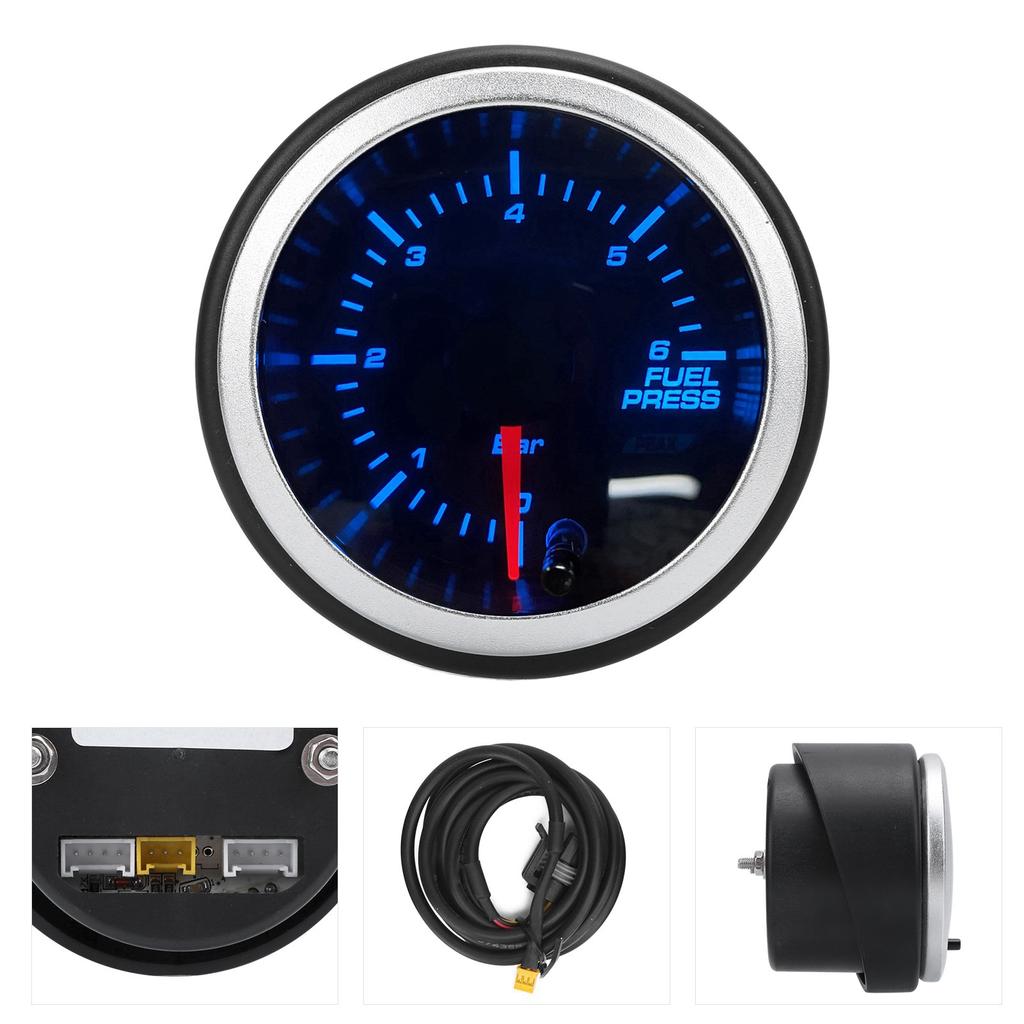 52mm Fuel Press Gauge Kit LED 10 Color 100 PSI Pressure Tester 0?6Bar for Racing Car Truck 12V