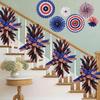 Outdoor Garland American National Day Independence Day Wreath Red White and Blue Wheat Ears Upside Down Decorative Wreath