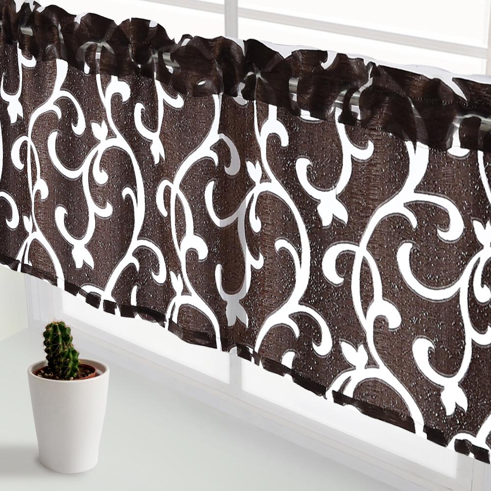 1PC NAPEARL Pastoral Plaid Jacquard Short Tulle Window Curtain Washable