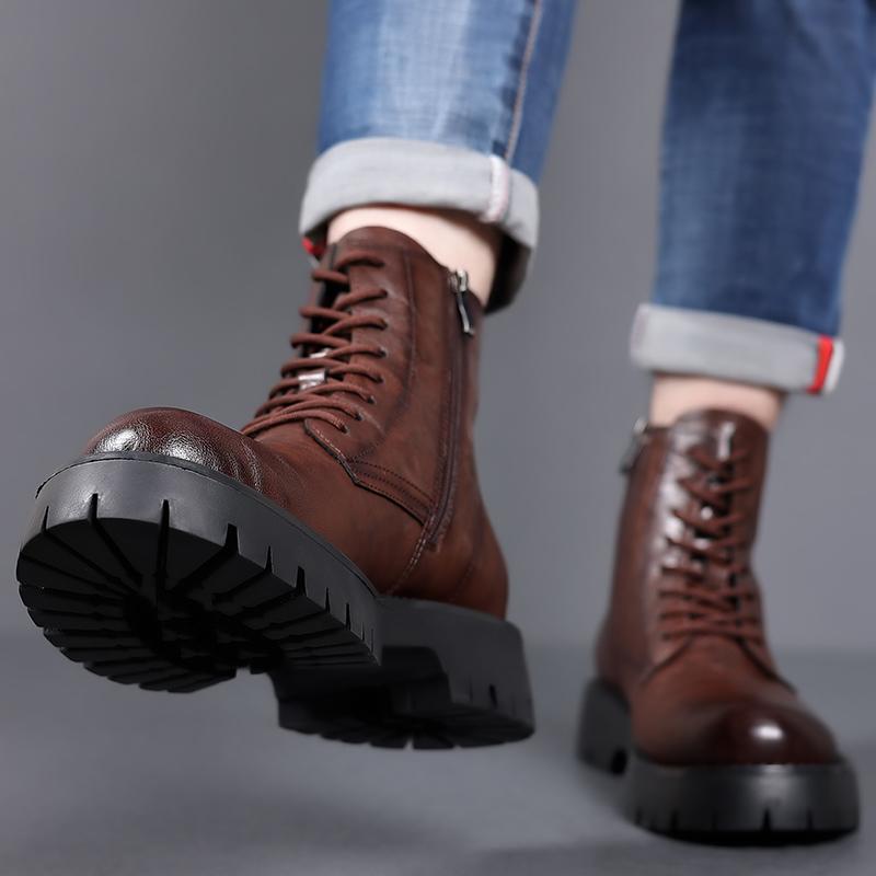 Мода Новое поступление Осень Ранняя зима Ботинки Мужская обувь на платформе Крутые — фото 7
