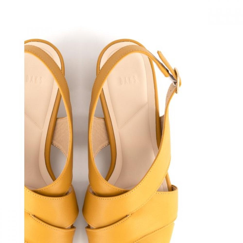 Daks 4cm Cross Leather Semi Dress Sandals Dld301 Mustard