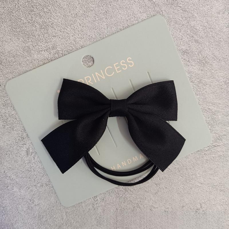 

Korean-style original sweet and cute student hair accessory, solid color bow hair tie, high-elastic multi-strand rubber band hair rope Black One