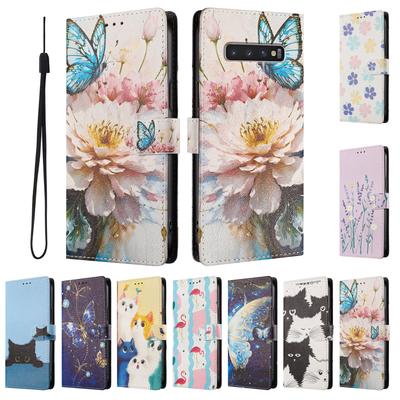 Flower Pattern Flip Case On For Samsung Galaxy S10 S9 S8 Plus S7 S6 Edge S10E Wallet Leather Phone Cases Stand Book Cover Bags