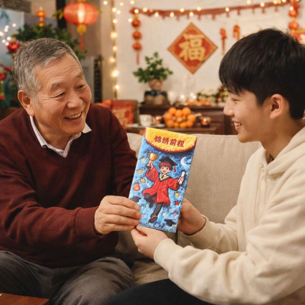 6 Pieces Paper 2026 Horse Year Red Envelope Flat Imitation Embroidery New Year Money Envelope Large Capacity Bless Words