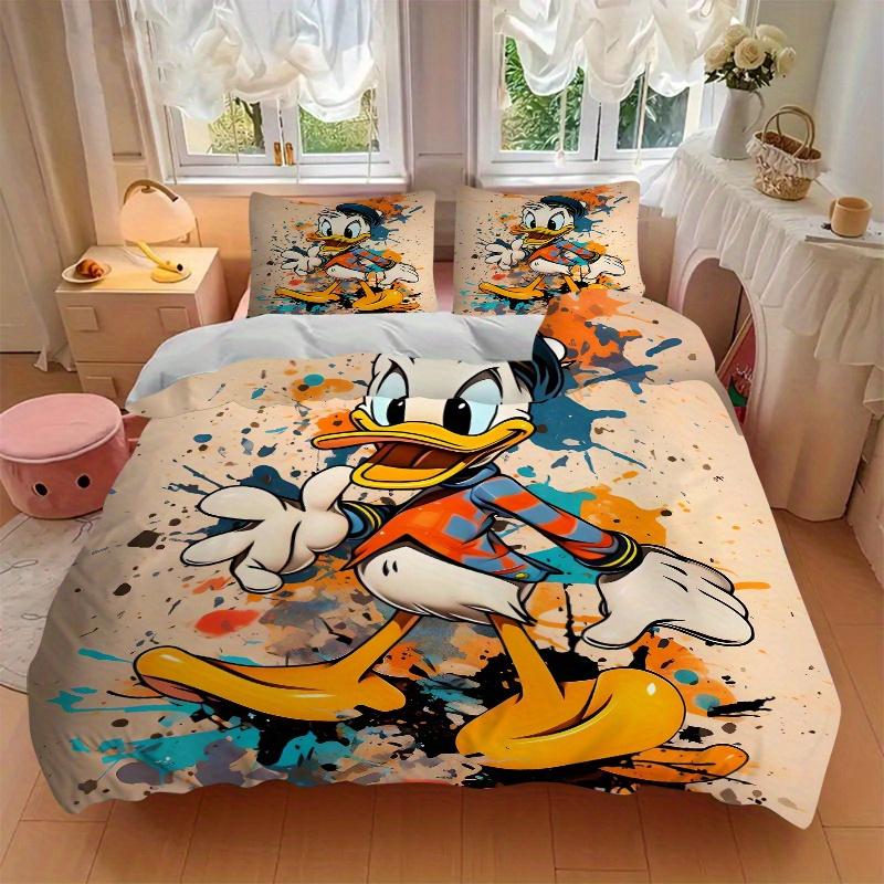 3pcs Colorful Donald Duck Printed Bedding Set, Soft and Comfortable Quilt Cover for Bedroom, Guest Room W012