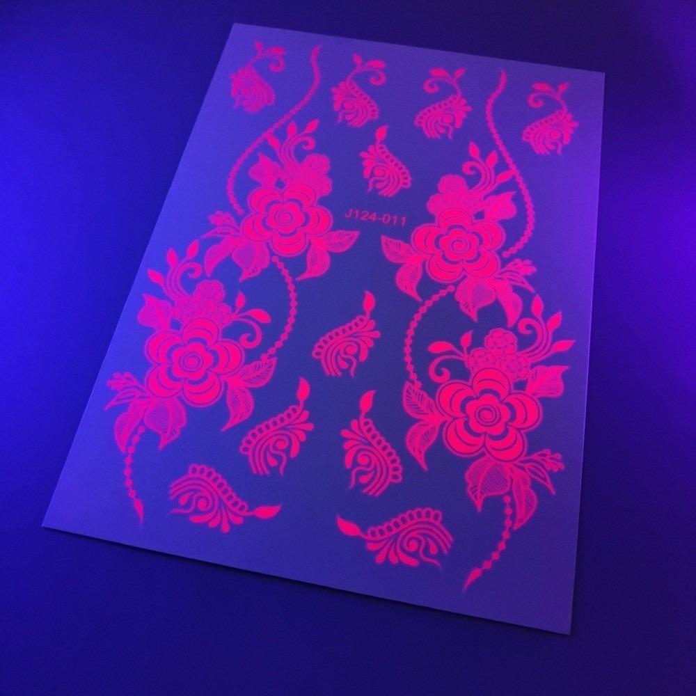 Water Transfer Decals Henna Temporary Tattoo Fake Luminous Body Art Sticker  Music Festival
