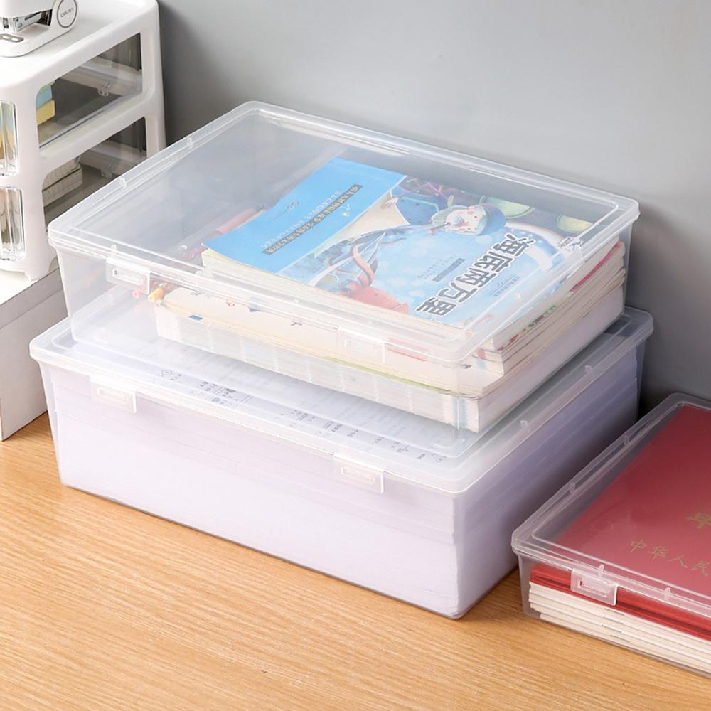 Desktop Storage Case Pencil Storage Box Large Capacity Transparent Stationery Document Organizer Multifunctional Dustproof