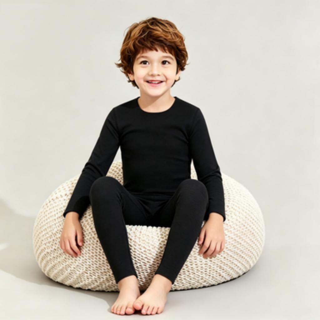Women's Winter Thermal Pajama Set with Long Sleeve Top and Pants for Cold